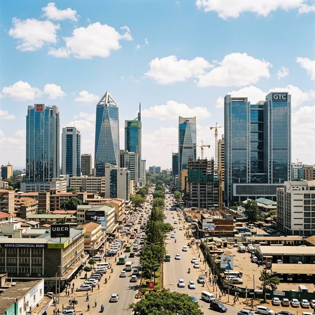 Modern city skyline and office developments in Africa